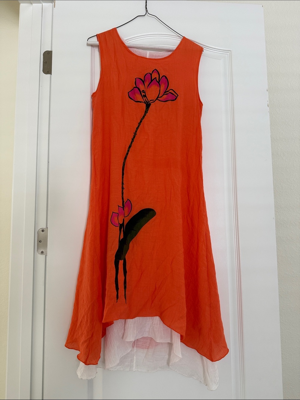 Women’s Orange Floral High-Low Dress XXL